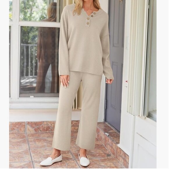 LILLUSORY 2 Piece Lounge Sets Oversized Slouchy Matching Cozy Knit Set - Picture 2 of 11